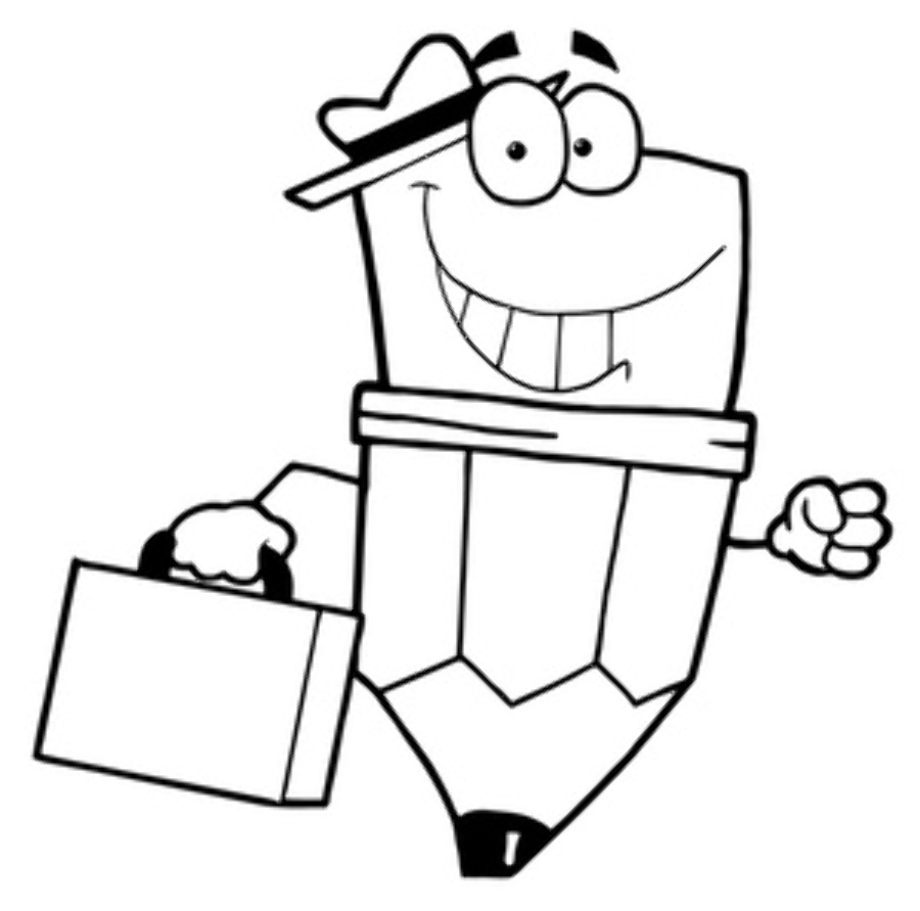 pencil clipart black and white cartoon character