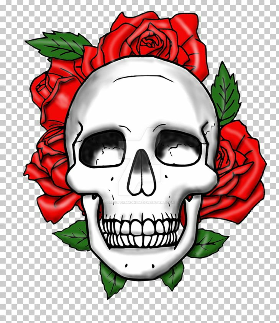 skull clipart rose