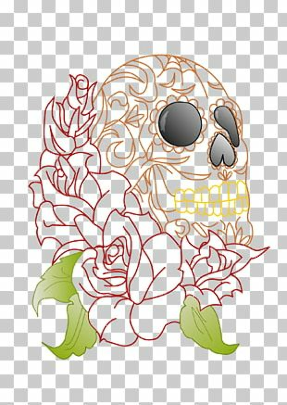 skull clipart rose