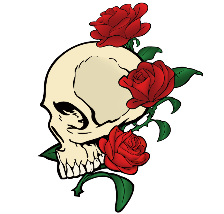 skull clipart rose