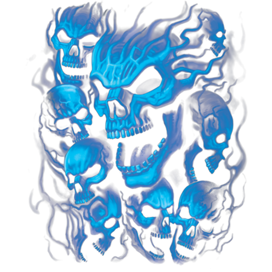 skull transparent blue