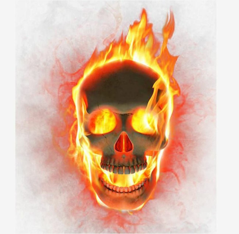 skull transparent fire