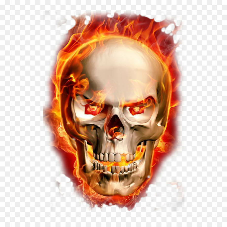 skull transparent flaming