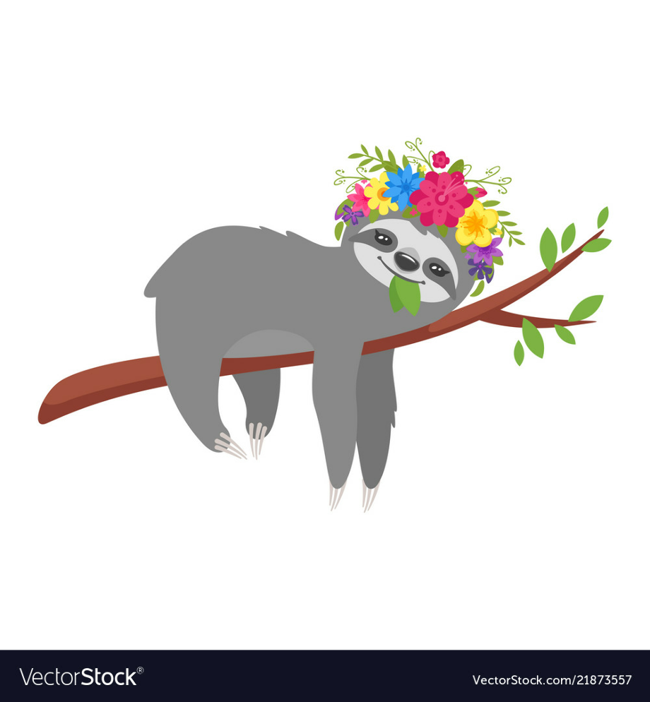 sloth clipart flower
