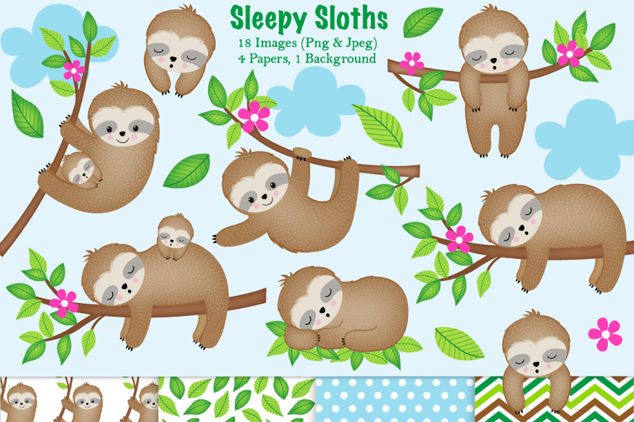 sloth clipart paper