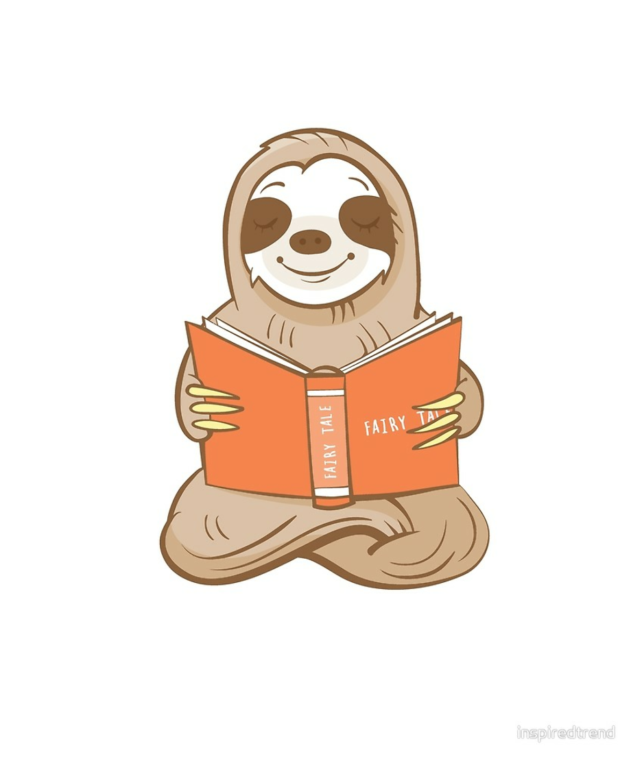 sloth clipart reading
