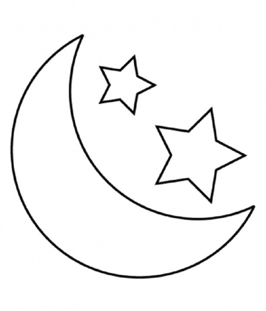 moon clipart black and white coloring