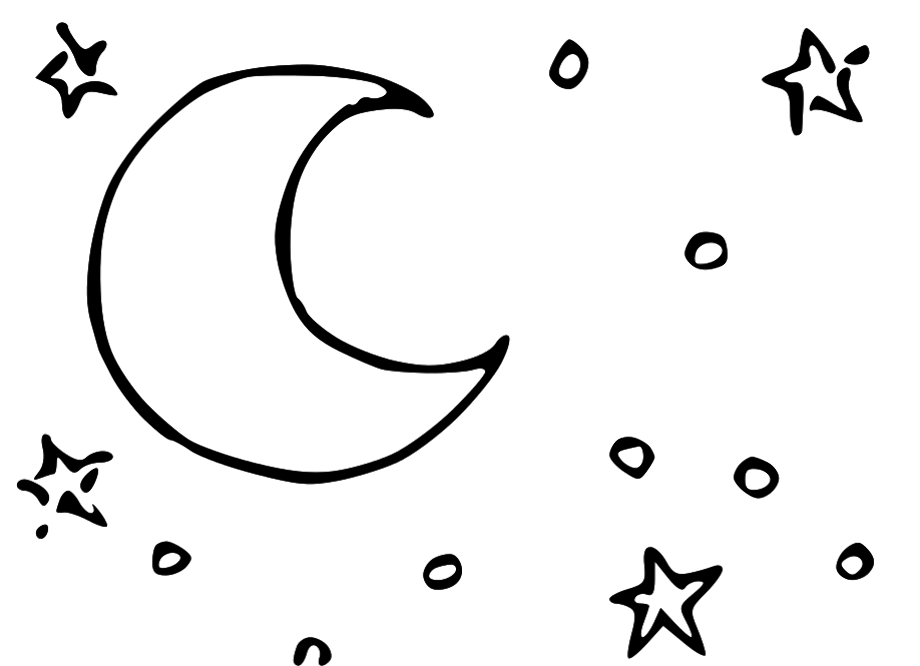 moon clipart black and white night
