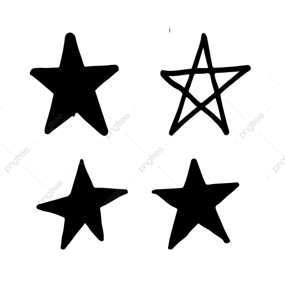 star clipart black and white hand drawn
