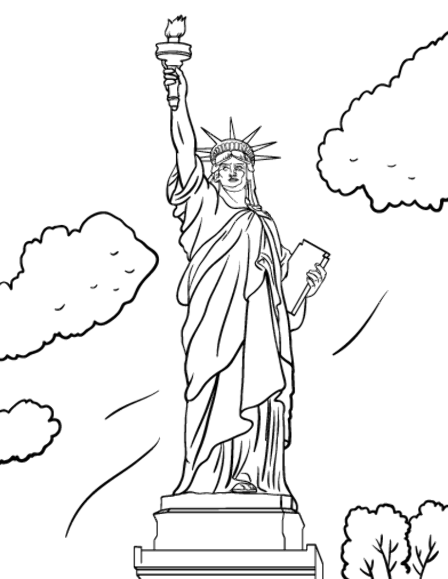 statue of liberty clipart coloring