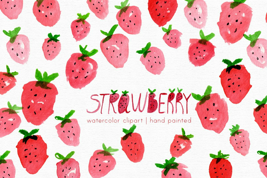 strawberry clipart watercolor
