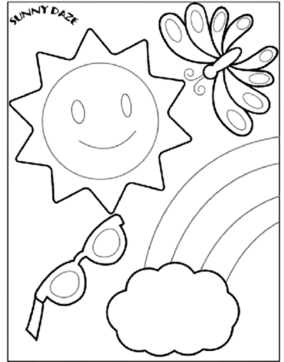 Sunny Coloring Pages Kids Weather Spring Clip Colouring Printables ...