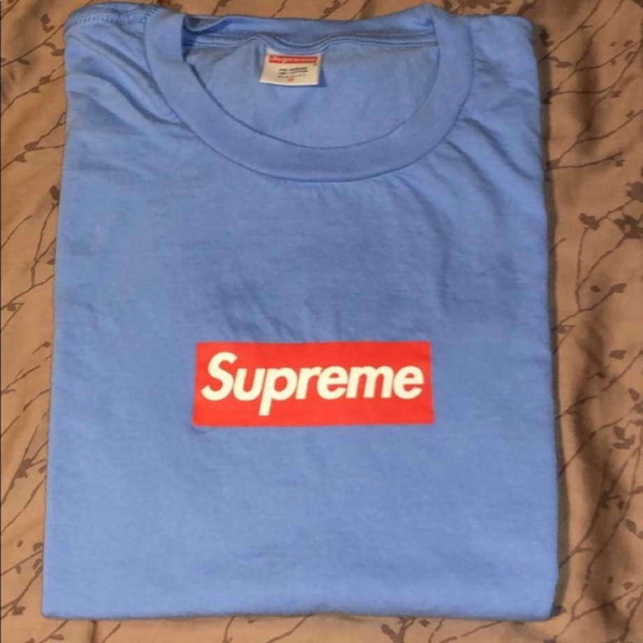 supreme box logo tee baby blue