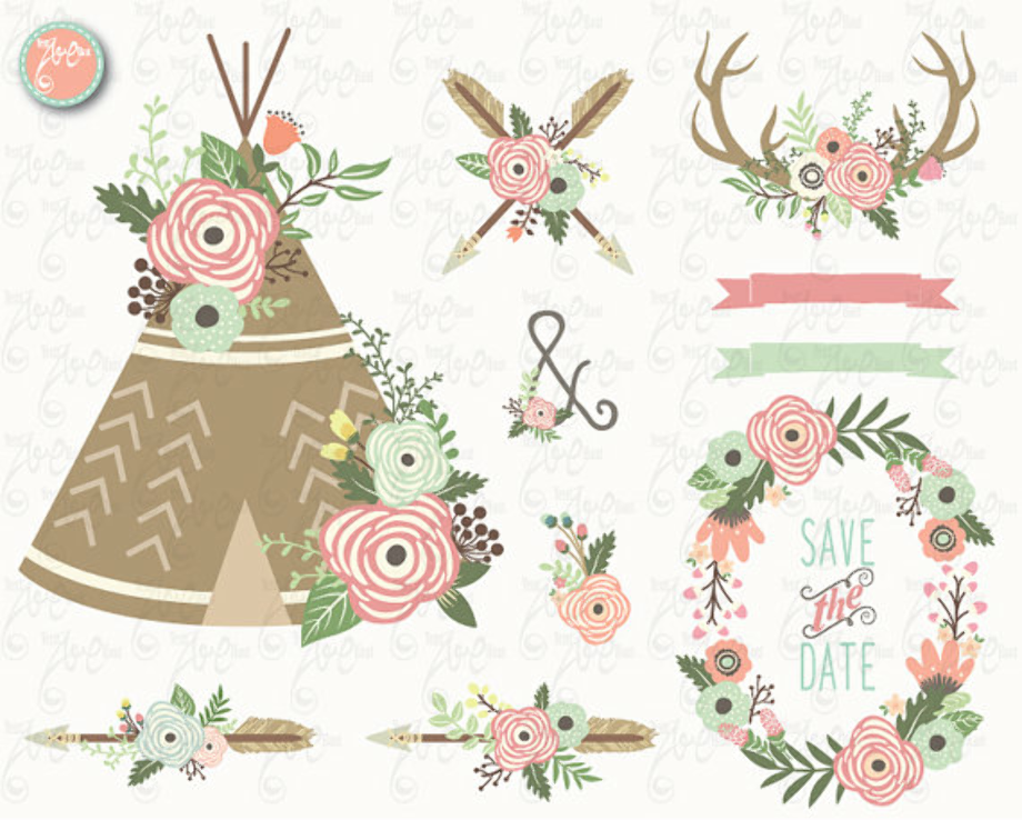 teepee clipart floral