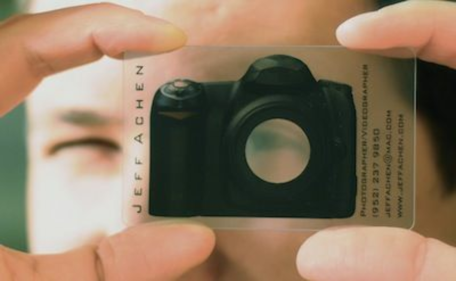 transparent business cards camera