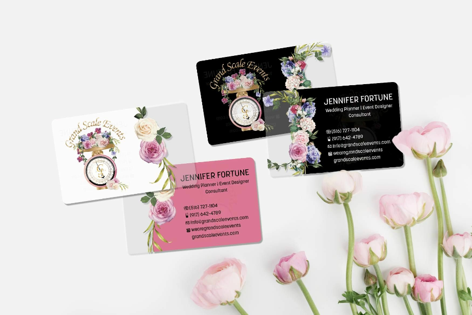 transparent business cards flower