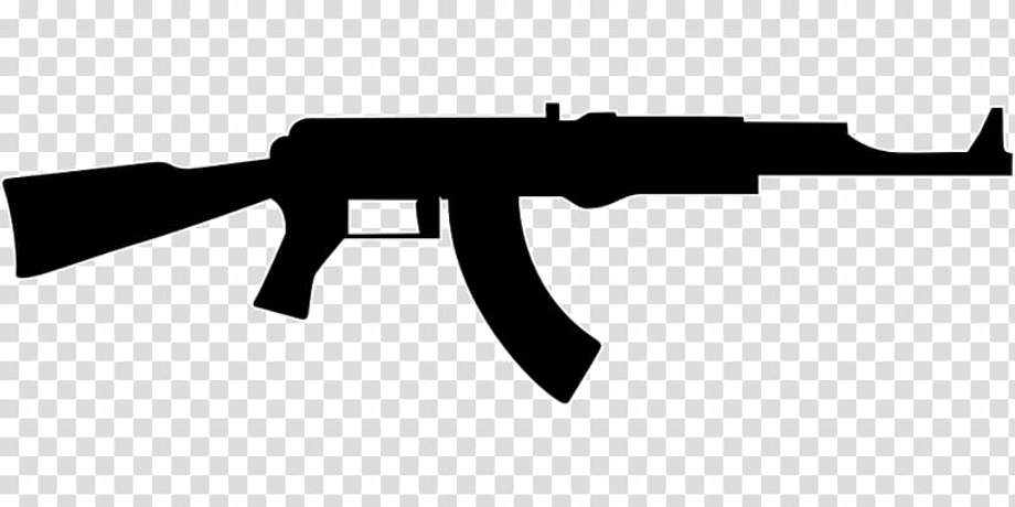 Transparent gun black. Ak firearm assault rifle