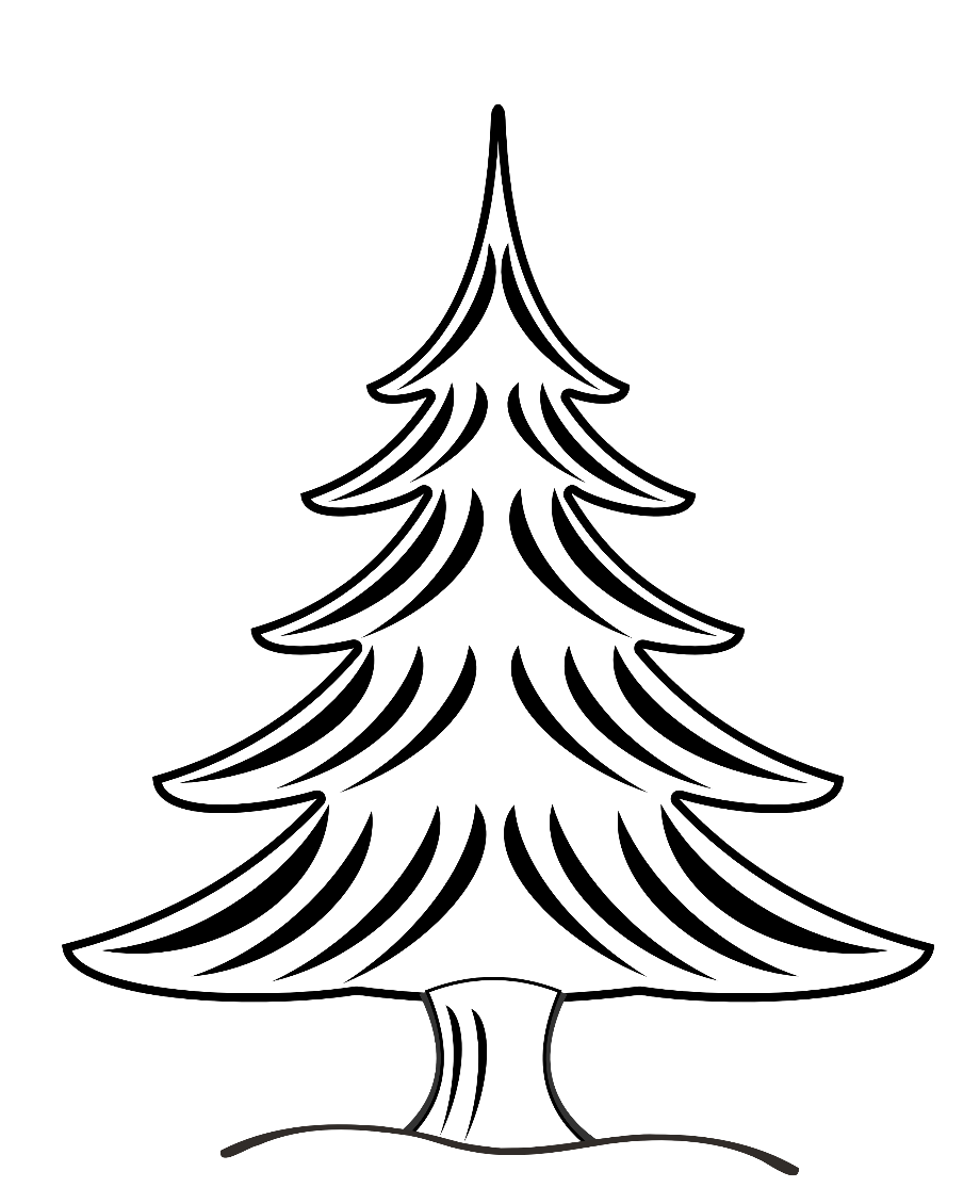 christmas tree clipart black and white stylized
