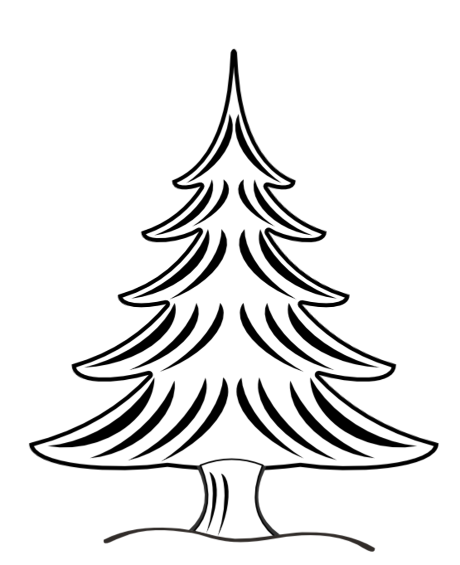christmas tree clipart black and white drawing