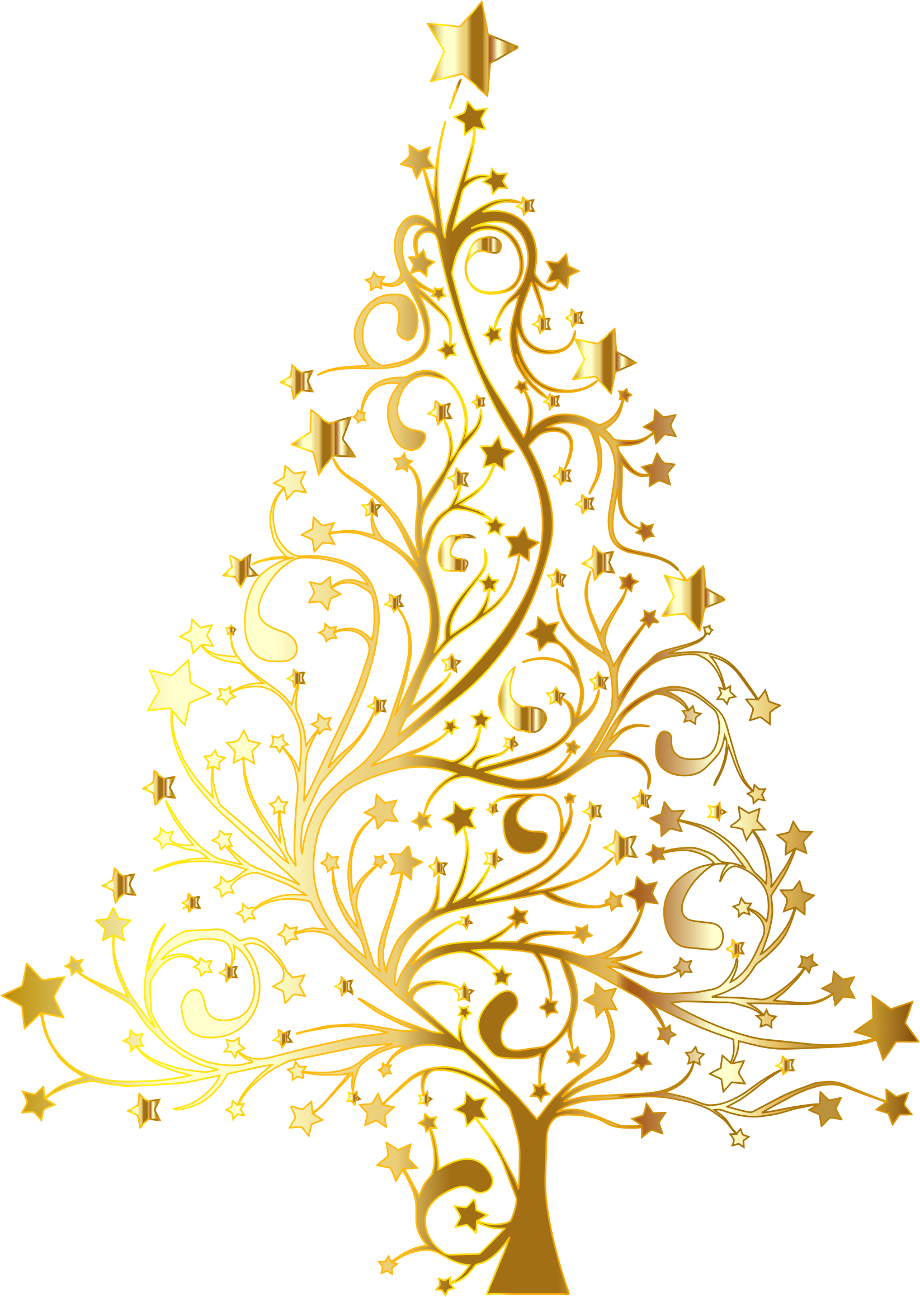 christmas tree clipart gold