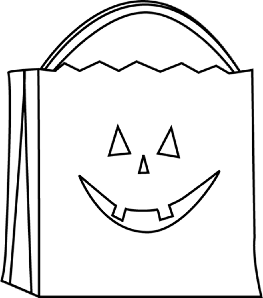 trick or treat clipart black and white