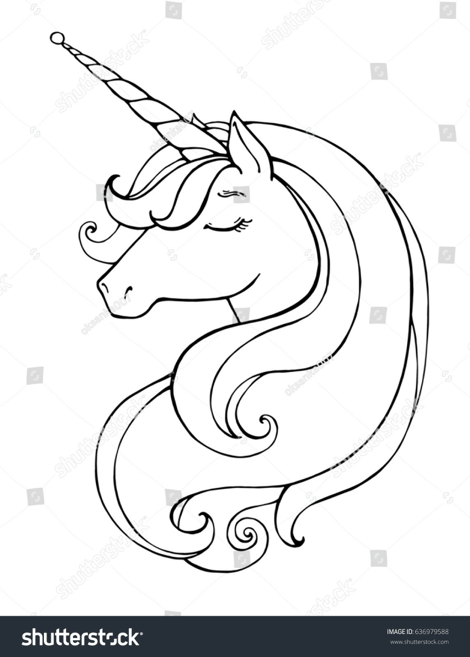 download high quality unicorn clipart black and white template