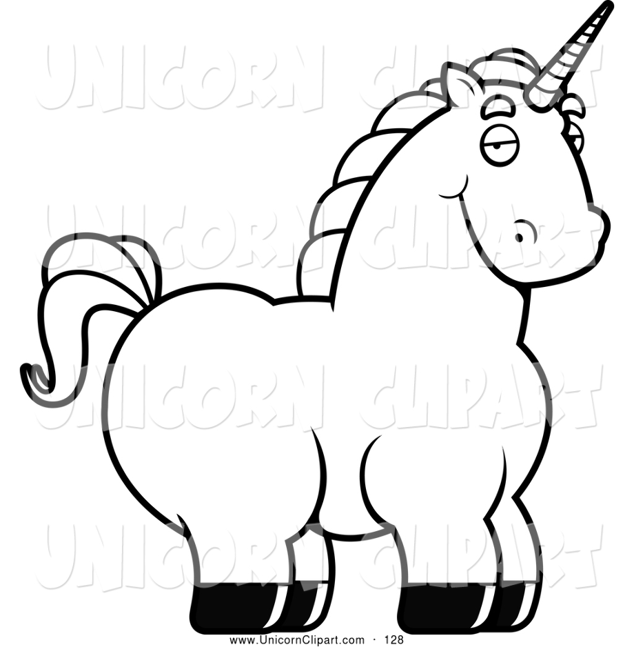 unicorn clipart black and white template