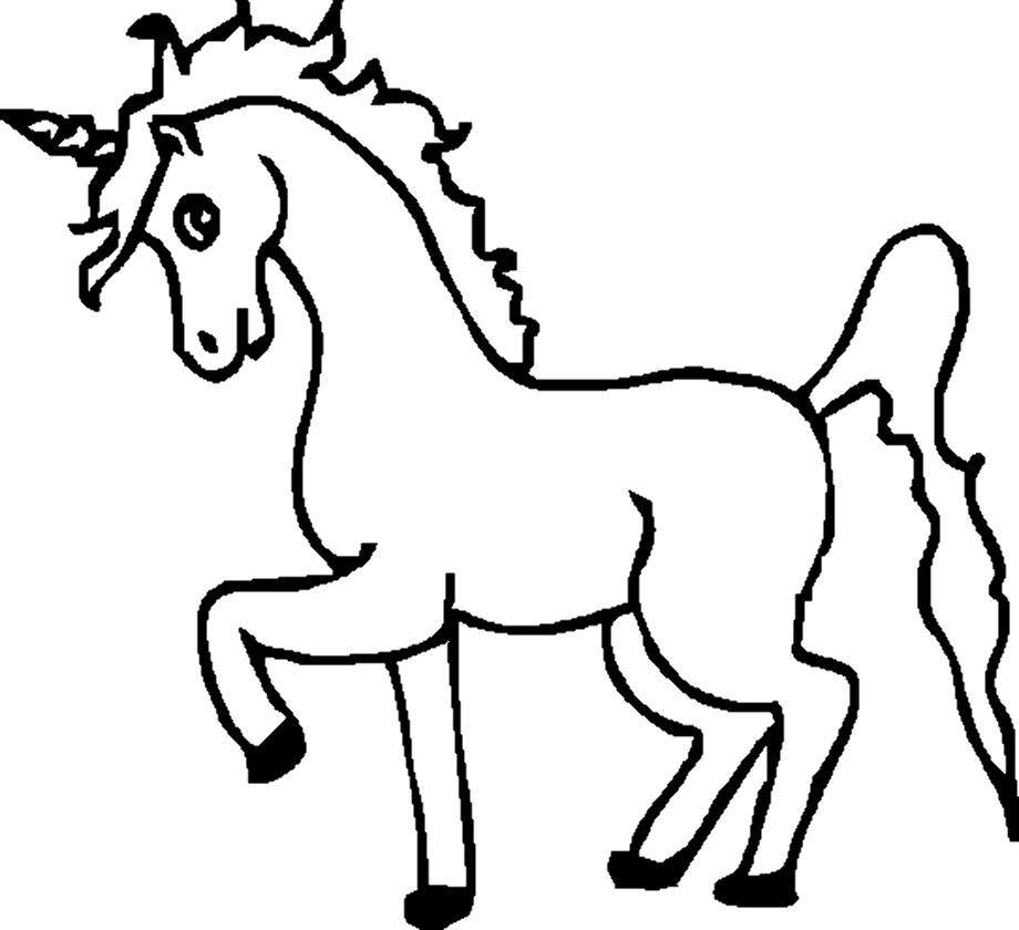 unicorn clipart black and white drawing