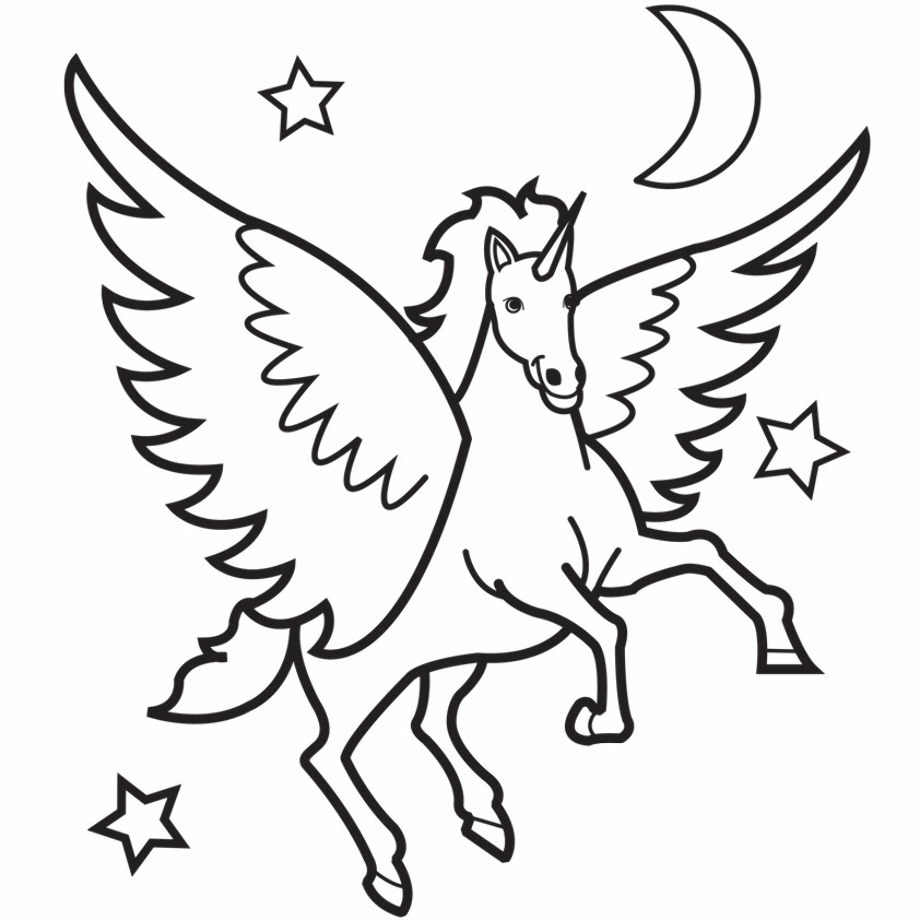 unicorn clipart black and white pegasus