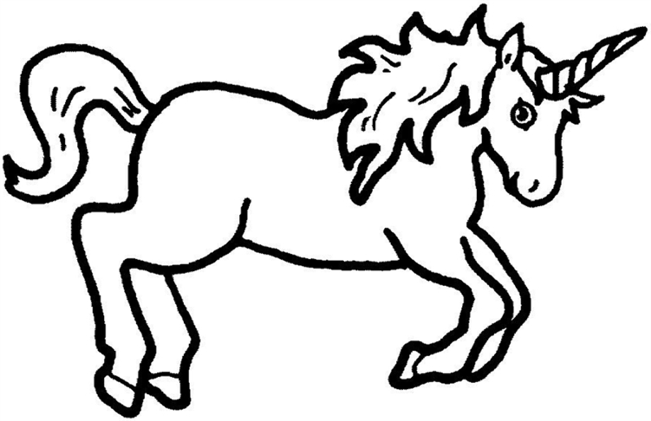 unicorn clipart black and white easy draw