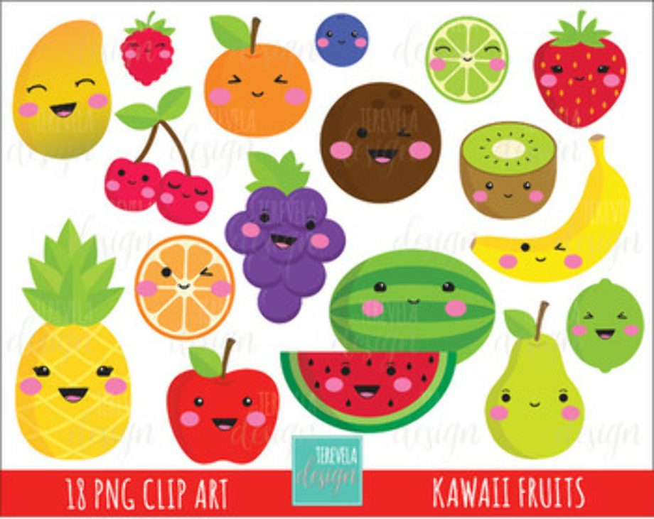 fruit clipart kawaii