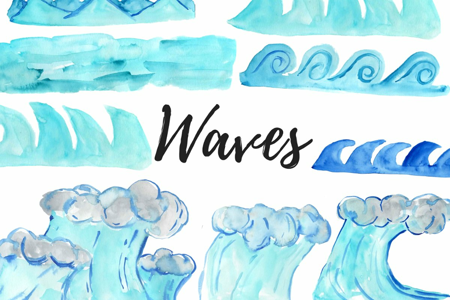 waves clipart watercolor