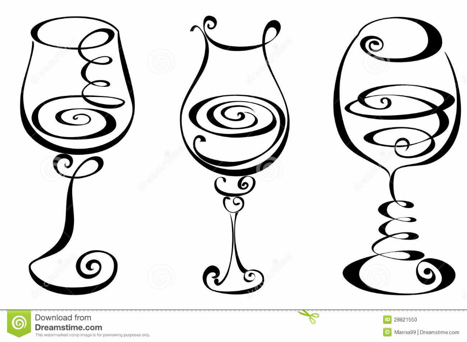 wine glass clipart line art