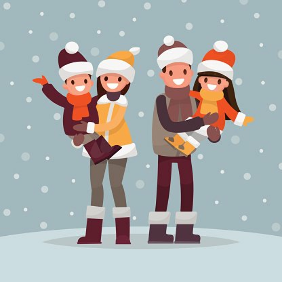 winter clipart family