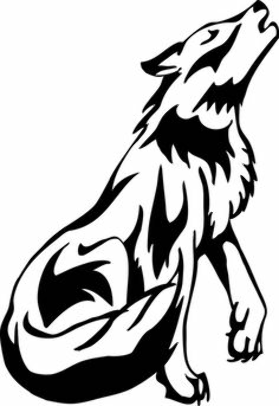 wolf clipart black and white