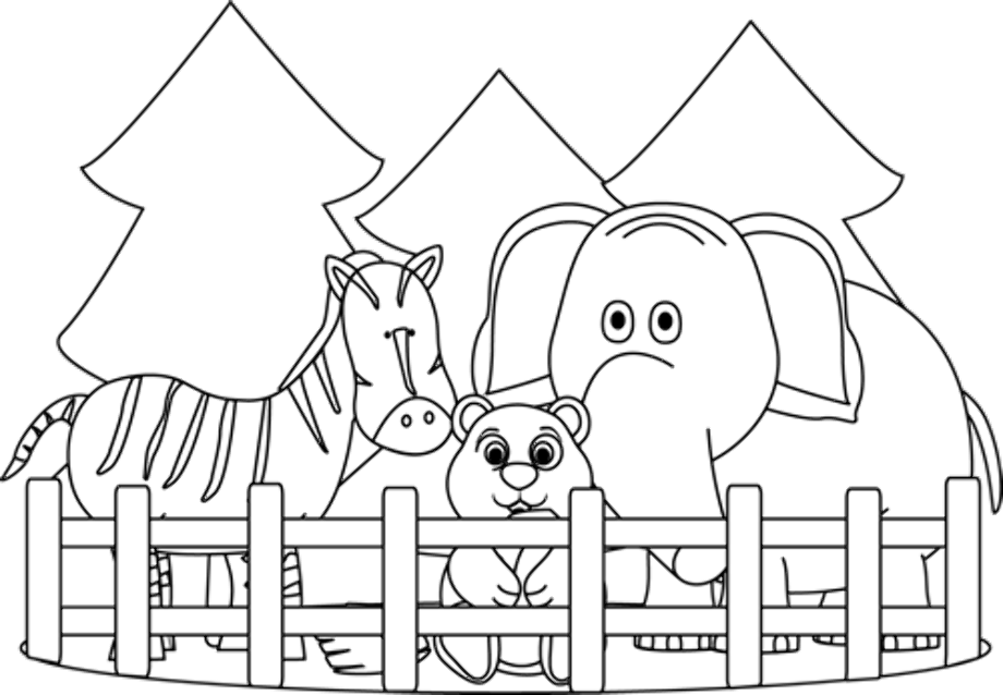 zoo clipart black and white