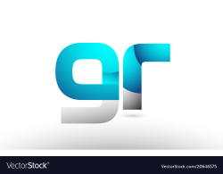 Grey blue alphabet letter gr g r logo 3d design