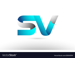 Grey blue alphabet letter sv s v logo 3d design
