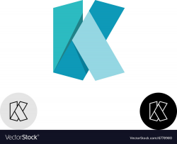 Letter K flat origami wide 3D ribbon style logo