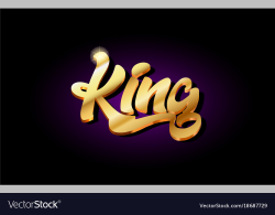 King 3d gold golden text metal logo icon design