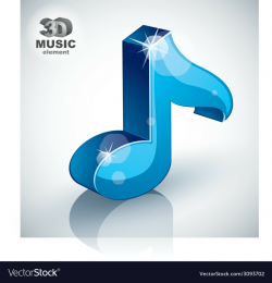 Blue musical note icon isolated 3d music design