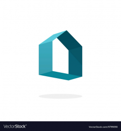 Blue 3d abstract geometric home logo house