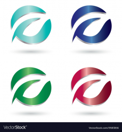 Round letter e abstract glossy 3d logo