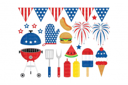4th of July Bbq Party-Digital Clipart (LES.CL40)