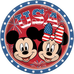 Patriotic Minnie Mouse & Mickey Mouse Paper Plates, 9 in, 10ct ...