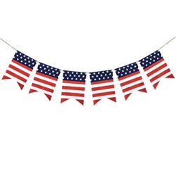 Amazon.com : Uniwish American Flag Bunting Banner 4th of ...
