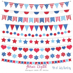 Patriotic Bunting Banner Clipart Scrapbook Vector Clip art 4th of July