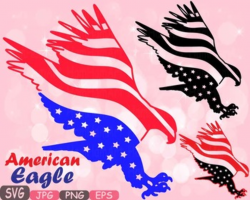 American flag Eagle Eagles independence day 4th of July Clipart birds USA  -473s