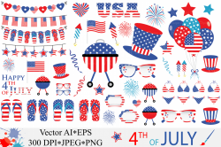 4th of July Clipart / USA Patriotic Vector Graphics / Independence Day  Illustrations