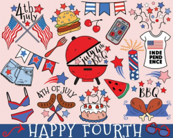 4th of July Clipart, vector, fourth of July bbq clipart, summer ...